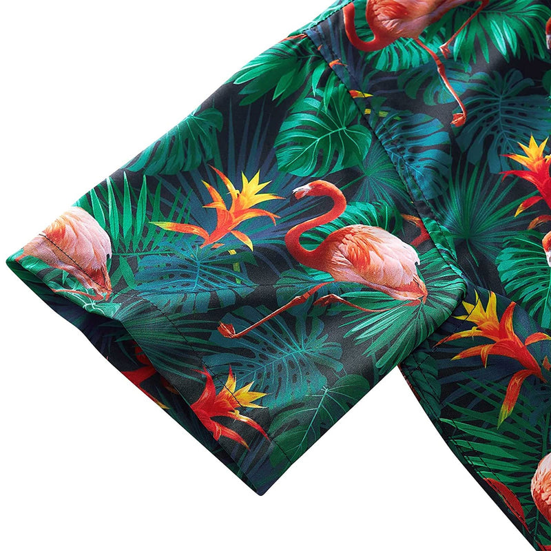 Tropical Leaf Flamingos Funny Hawaiian Shirt