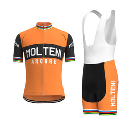 MOLTENI Orange Vintage Short Sleeve Cycling Jersey Matching Set