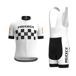 PEUGEOT White Vintage Short Sleeve Cycling Jersey Matching Set