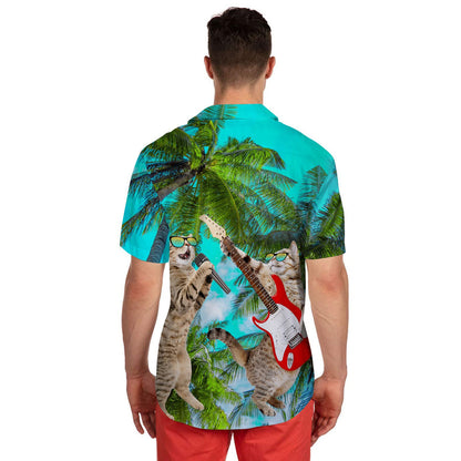 Plam Tree Singing Cat Funny Hawaiian Shirt