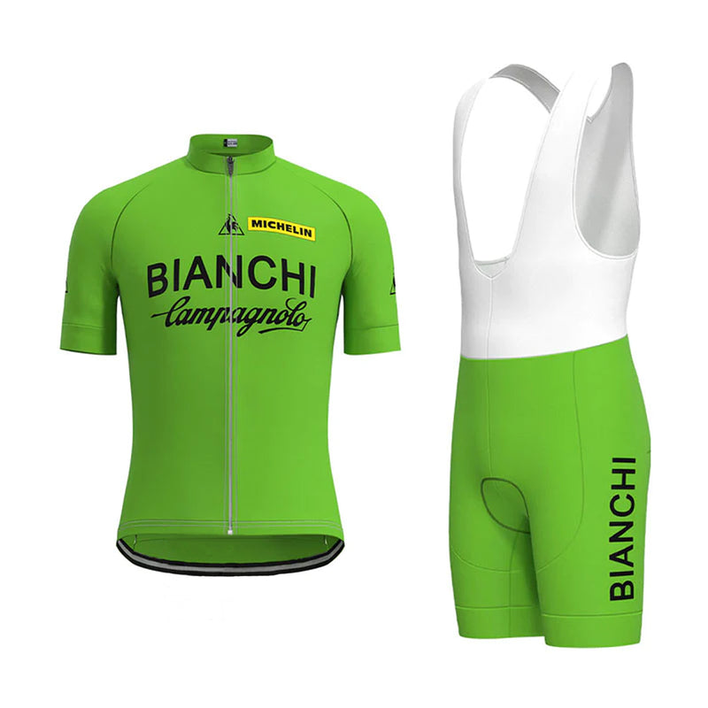 Bianchi Green Vintage Short Sleeve Cycling Jersey Matching Set