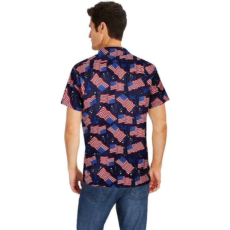 Space American Flag Funny Hawaiian Shirt