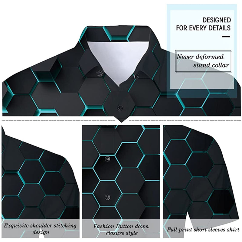 Blue Hexagon Funny Hawaiian Shirt