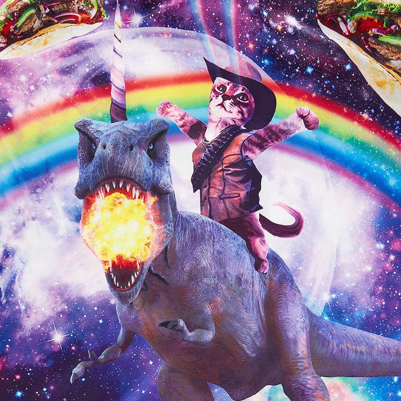 Captain Cat Riding Dinosaur Funny Hawaiian Shirt