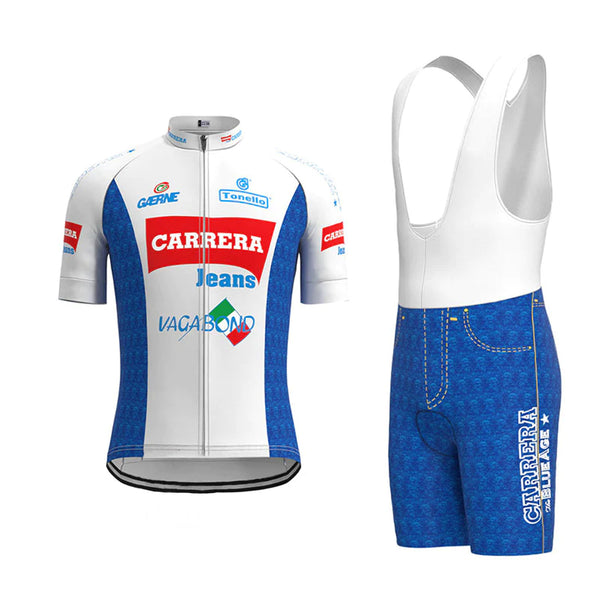 CARRERA White Vintage Short Sleeve Cycling Jersey Matching Set