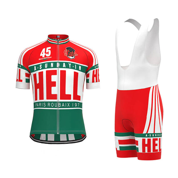 A Sunday in Hell Red Vintage Short Sleeve Cycling Jersey Matching Set