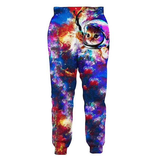 Graphic Space Astronaut Cat Joggers