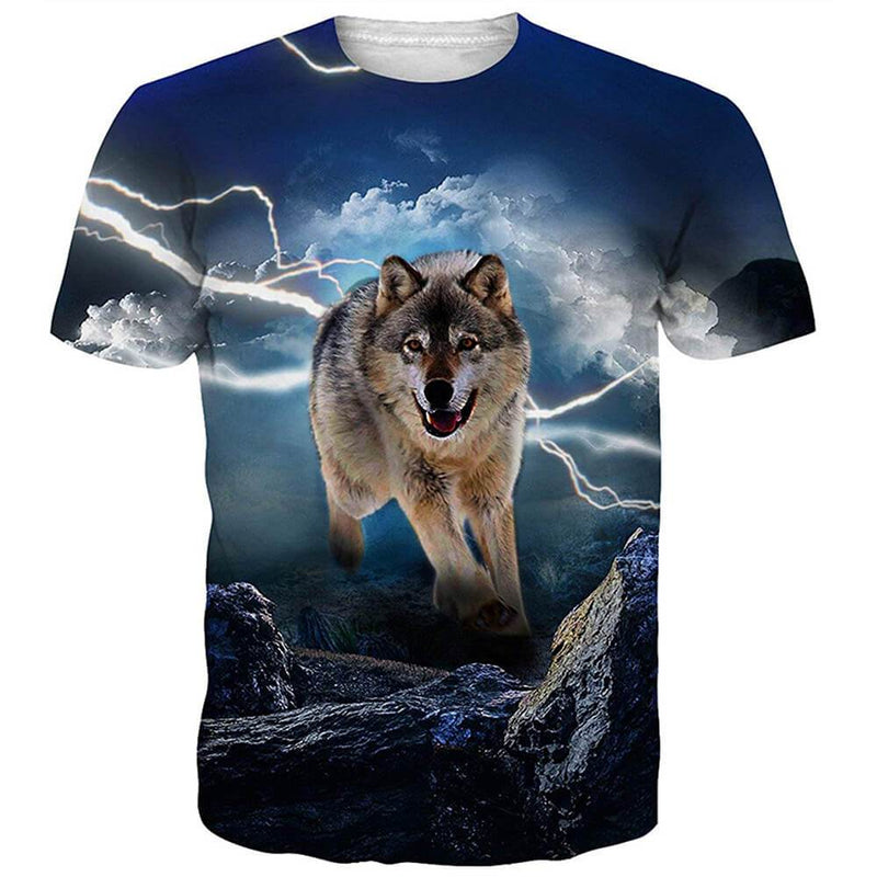 Lightning Thunder Wolf Funny T Shirt