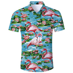 Lotus Pink Flamingo Hässliches Hawaiihemd