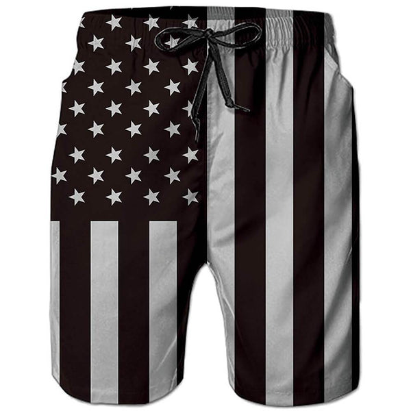 Black American Flag Funny Swim Trunks