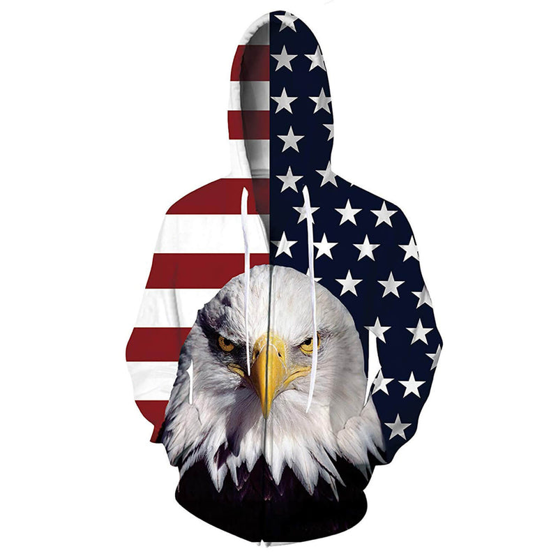 American Flag Eagle Zip Funny Hoodie