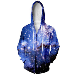Blue Space Galaxy Zip Hoodie