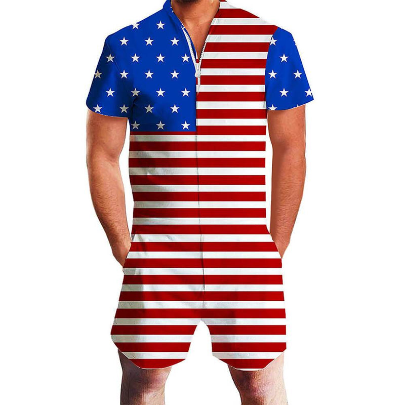 American Flag Male Romper