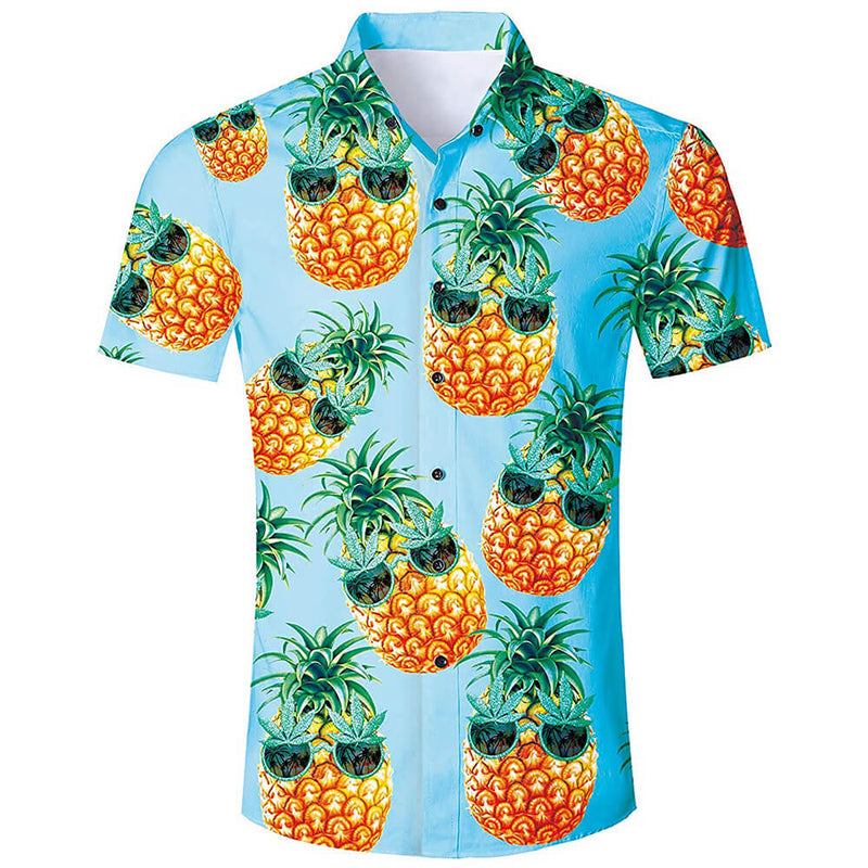 Pineapple Glasses Hawaiian Shirt Light Blue