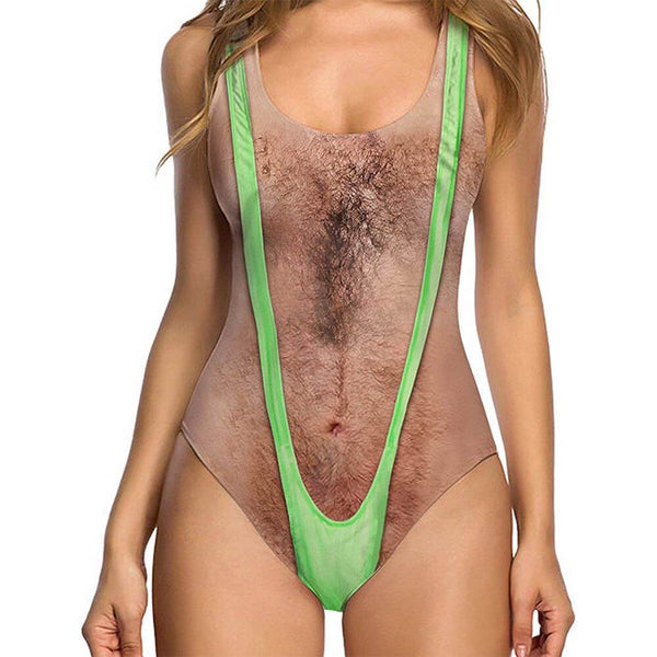 Ugly Chest Hairy One Piece Swimsuit Forest Coral