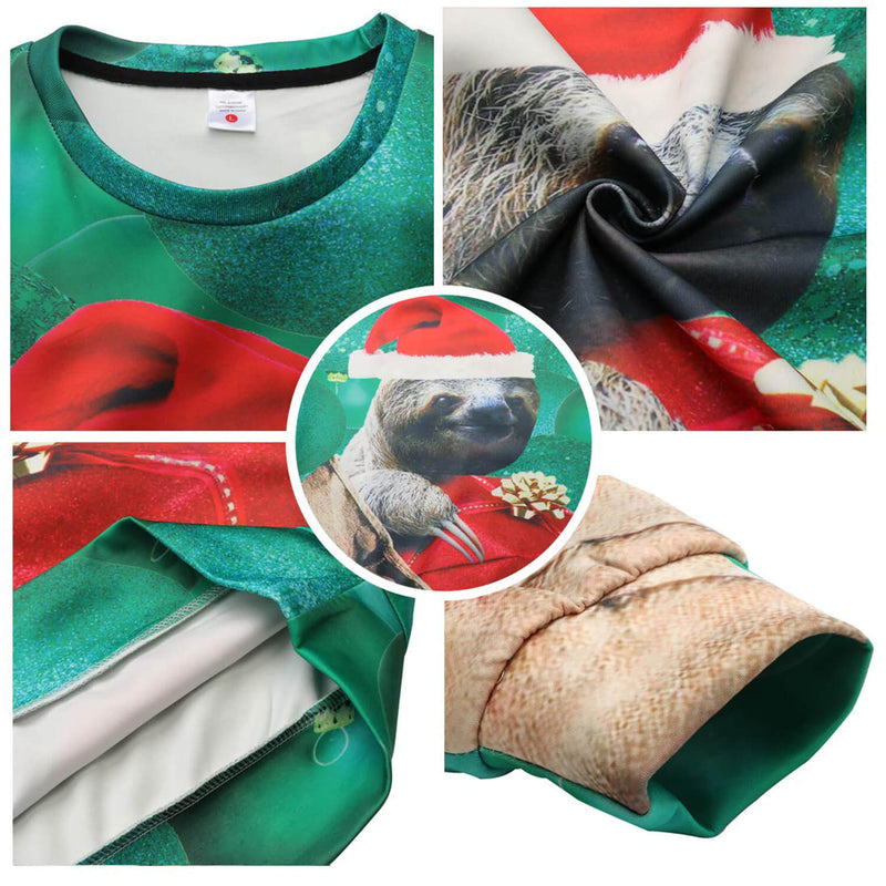 Green Sloth Hat Ugly Christmas Sweater