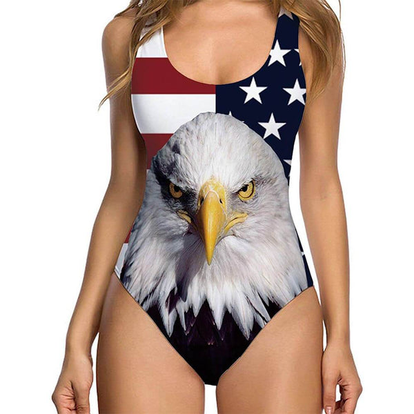 American Flag Eagle Ugly One Piece Bathing Suit