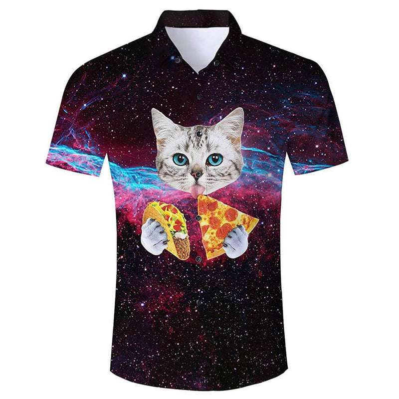 Taco Pizza Cat Funny Hawaiian Shirt