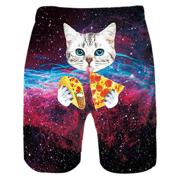 Pizza Taco Cat Funny Swim Trunks