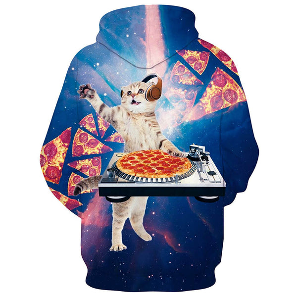 Funny Dj Pizza Cat Hoodie