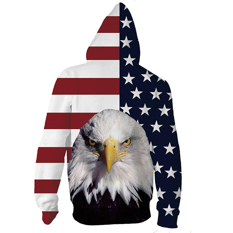 American Flag Eagle Zip Funny Hoodie