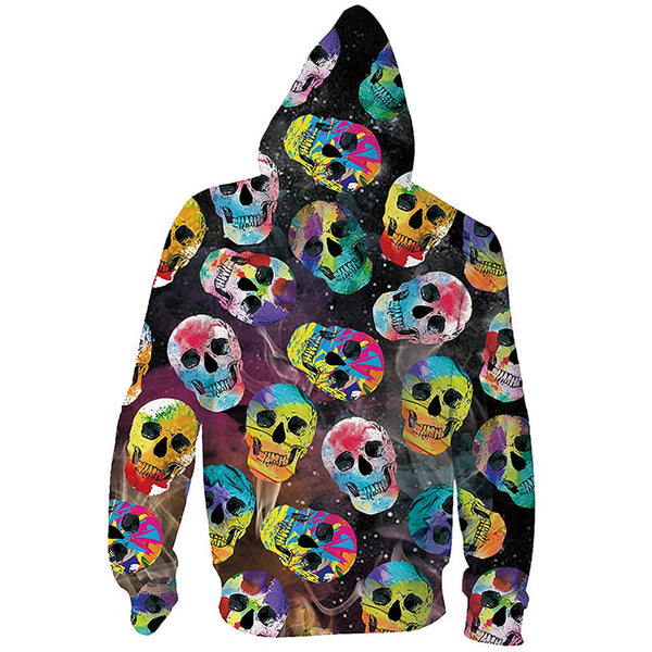 Colorful Skull Zip Up Hoodie