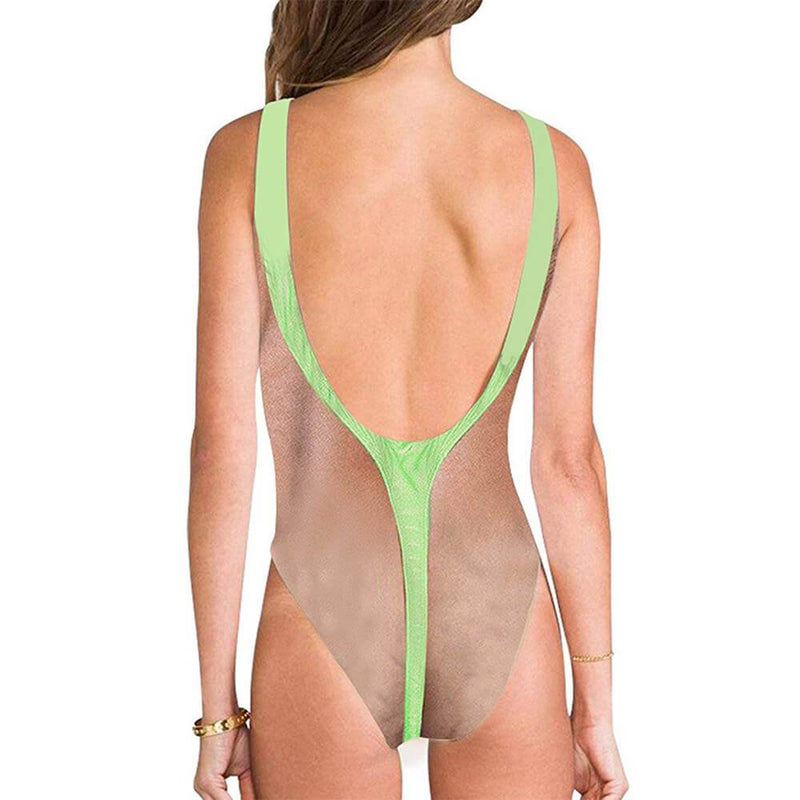 Hairy Chest Ugly One Piece Bathing Suit With Green Strap – Forest