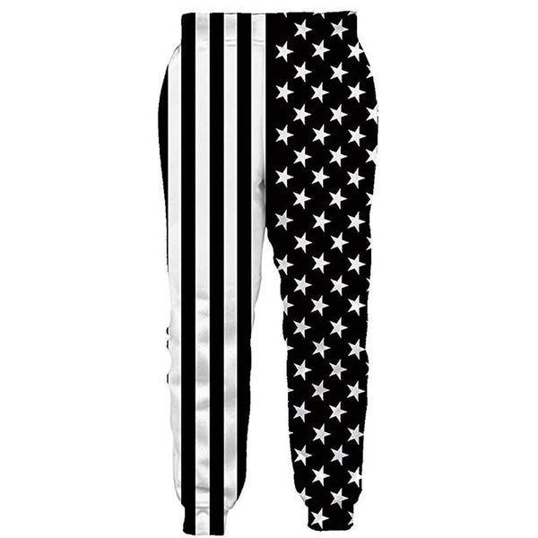 Graphic White Black American Flag Joggers