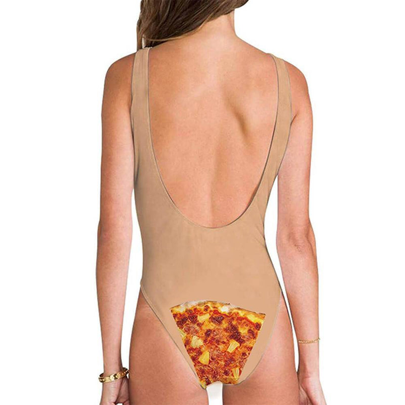 Three Piece Pizza Funny One Piece Bathing Suit – Forest Coral