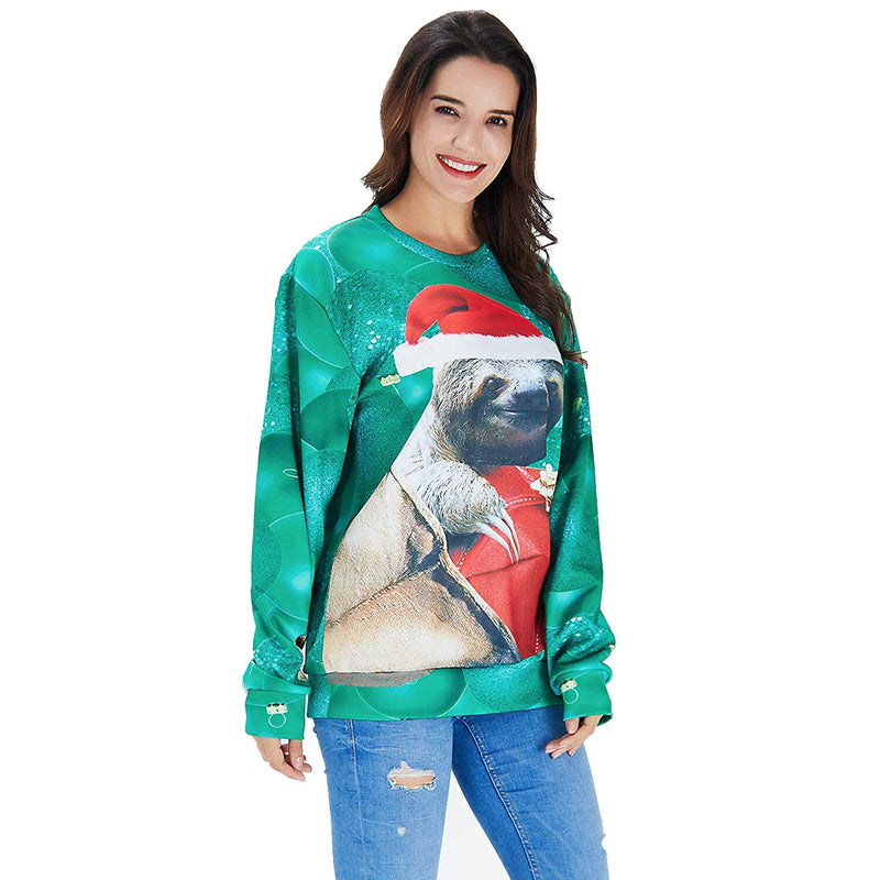 Green Sloth Hat Ugly Christmas Sweater