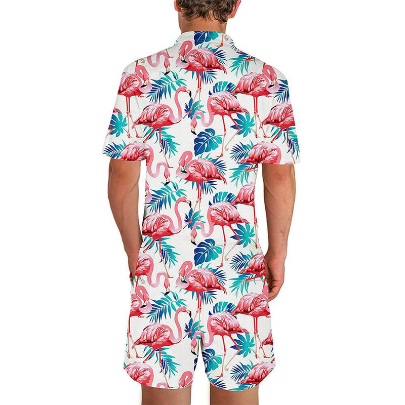 Flamingos White Male Romper