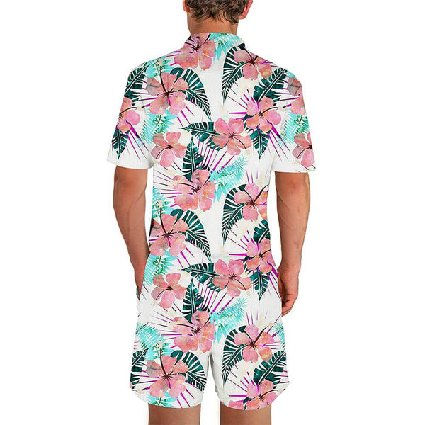 Graphic Tropical Flowers Male Romper