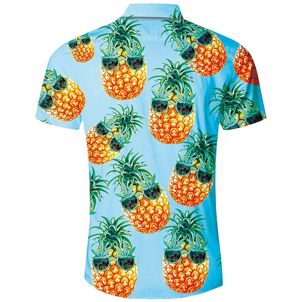 Pineapple Glasses Hawaiian Shirt Light Blue