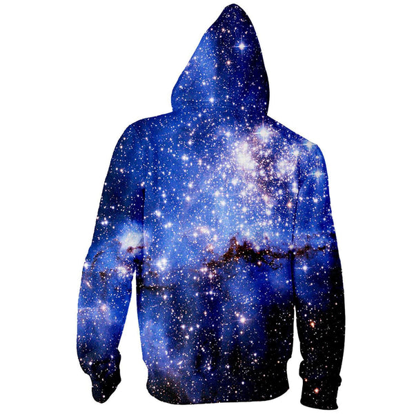 Blue Space Galaxy Zip Hoodie