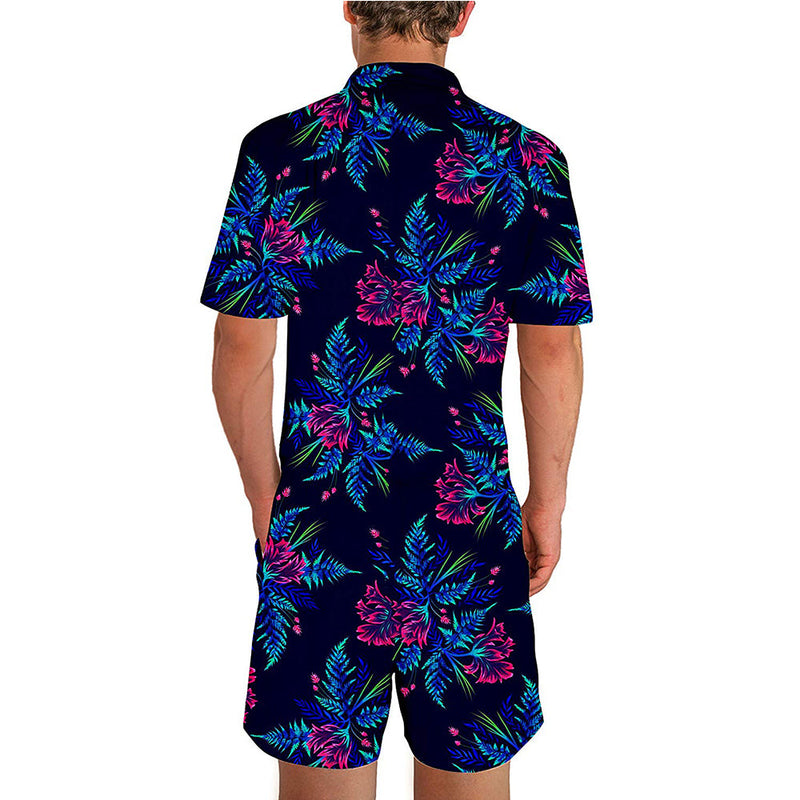 Blue Floral Male Romper