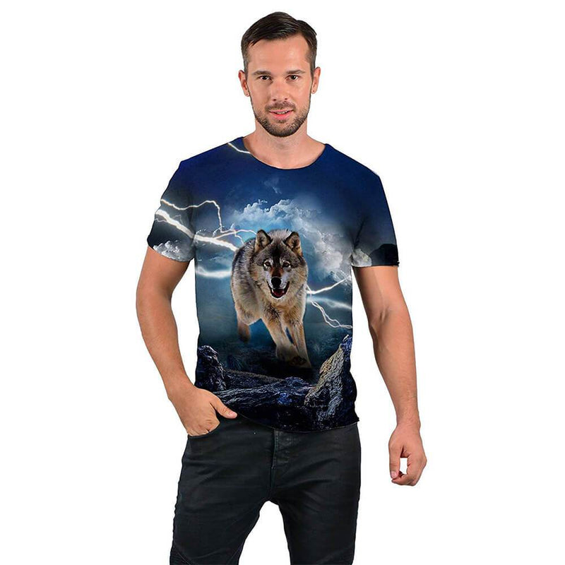 Lightning Thunder Wolf Funny T Shirt