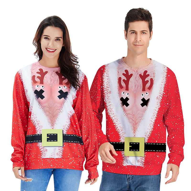 Hairy Chest Deer Ugly Christmas Sweater