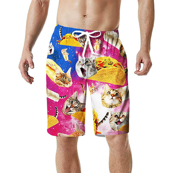 Taco Cat Funny Swim Trunks