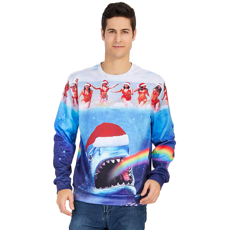 Rainbow Shark Ugly Christmas Sweater