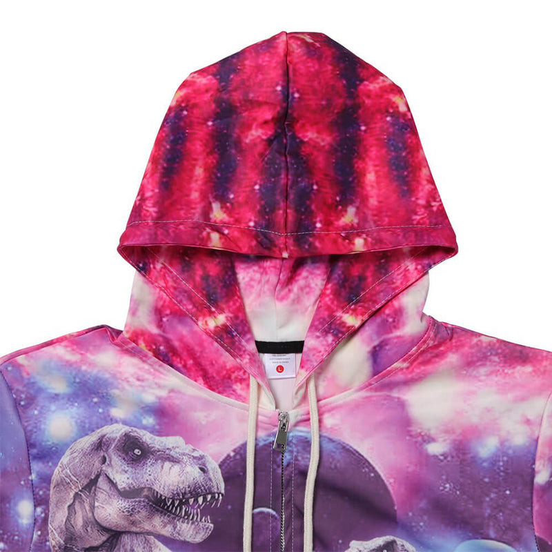 Galaxy Dinosaur Zip Funny Jacket