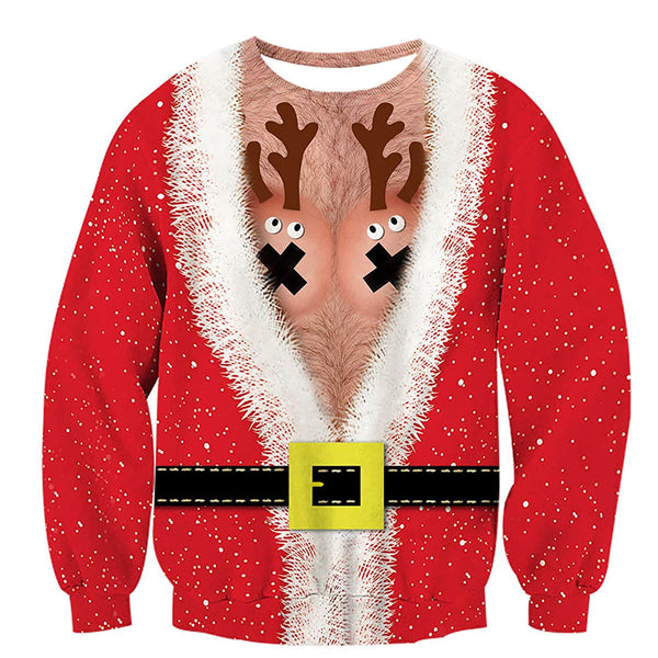 Hairy Chest Deer Ugly Christmas Sweater