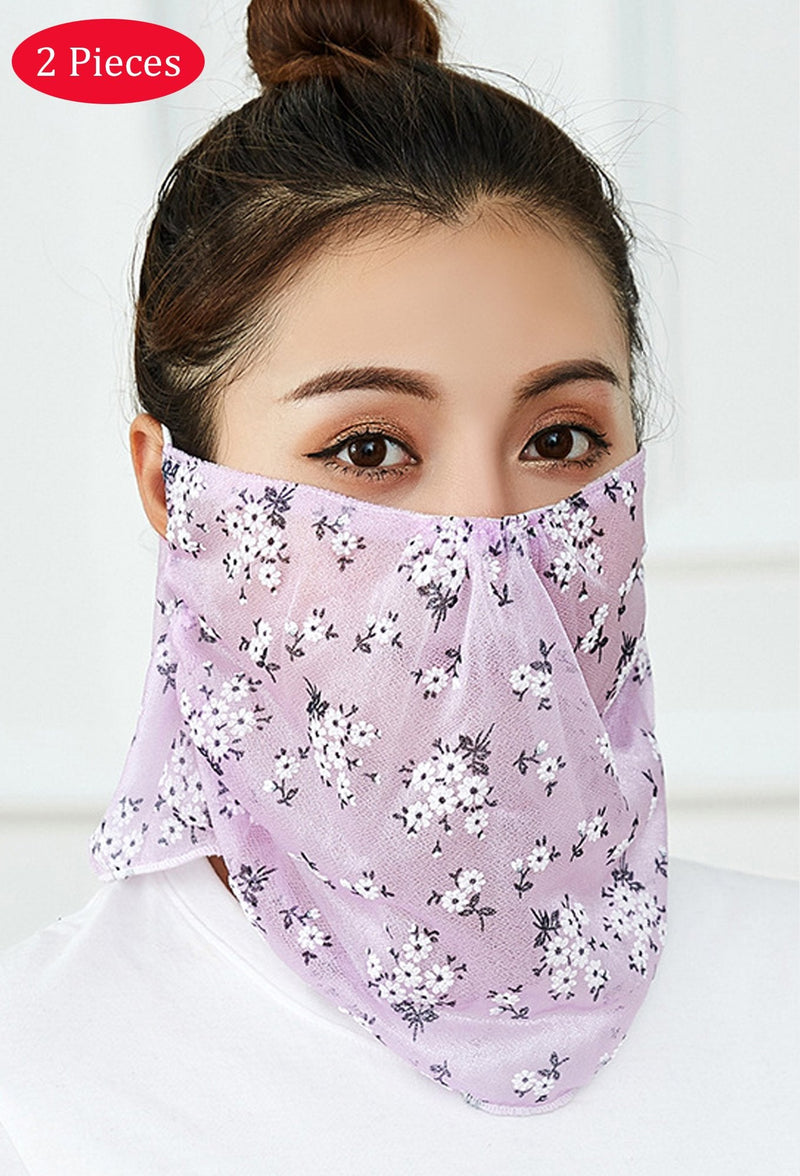 Flowers Face Bandana With Earloops