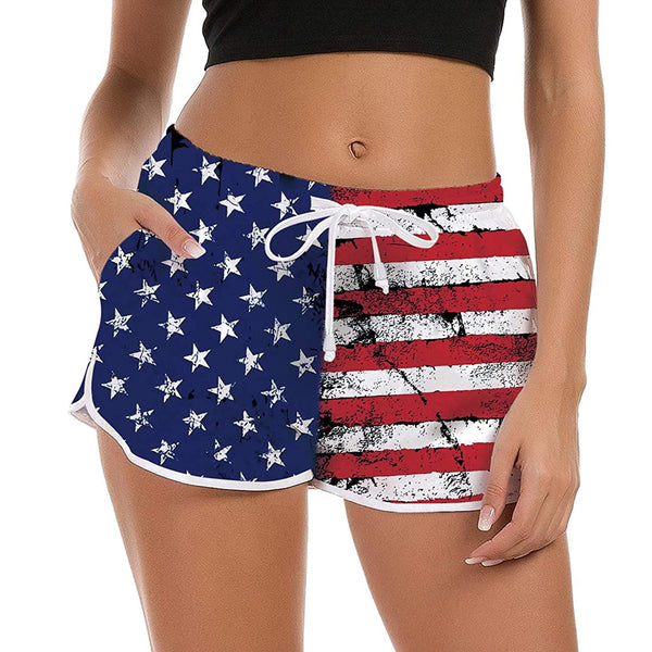 American Flag Funny Board Shorts for Women