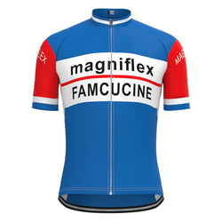 Magniflex Famcucine Blue Short Sleeve Vintage Cycling Jersey Top