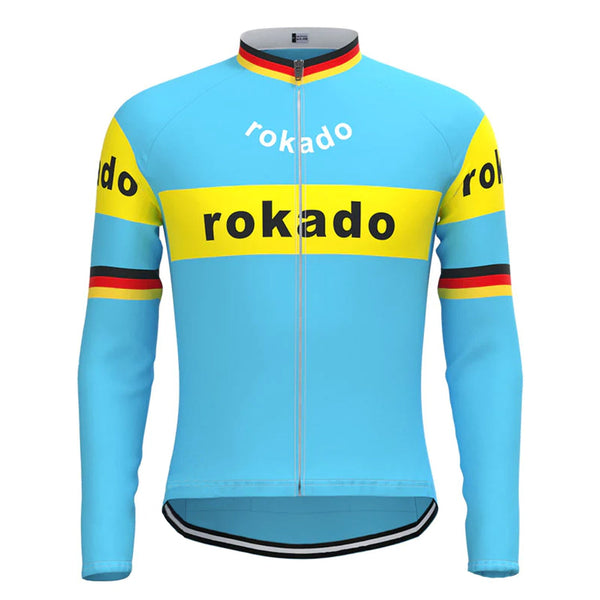 Rokado Blue Vintage Long Sleeve Cycling Jersey Top