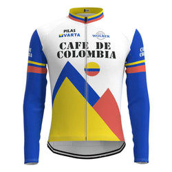 Café de Colombia Yellow Vintage Long Sleeve Cycling Jersey Top