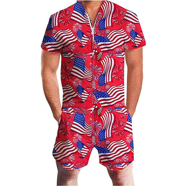 American Flag Red Male Romper