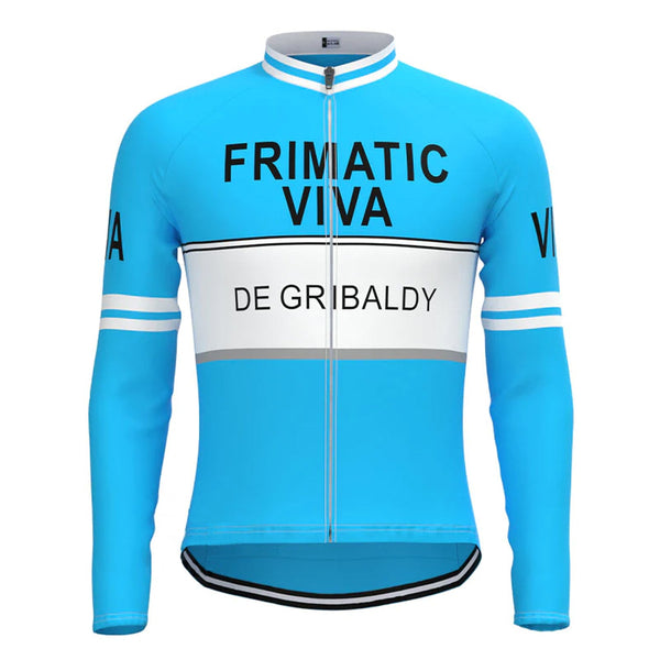 Frimatic–de Gribaldy Blue Vintage Long Sleeve Cycling Jersey Top