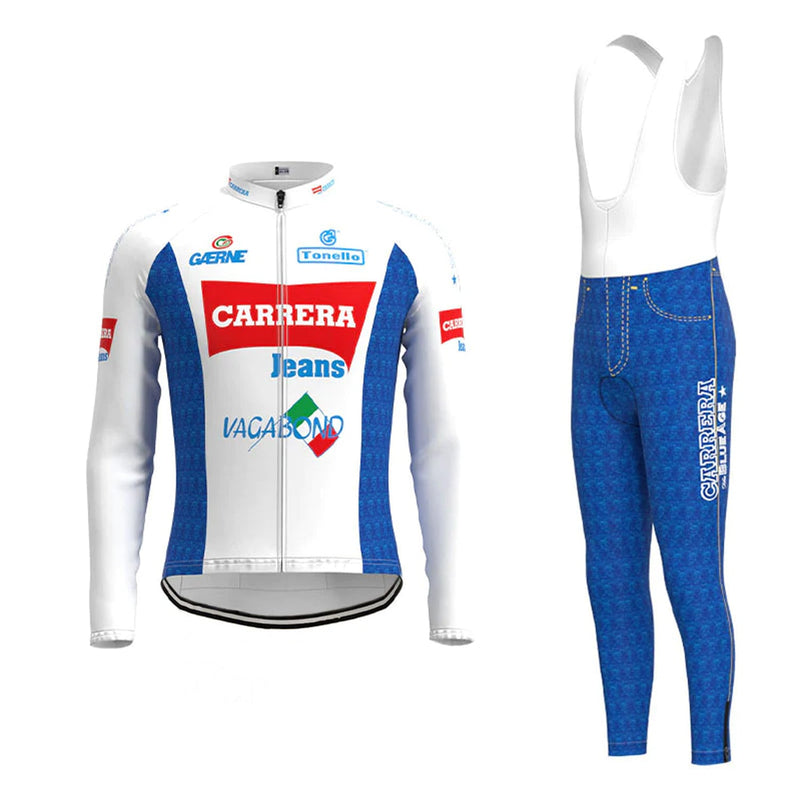 Carrera White Long Sleeve Cycling Jersey Matching Set