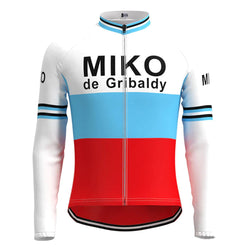 Miko de Gribaldy White Vintage Long Sleeve Cycling Jersey Top